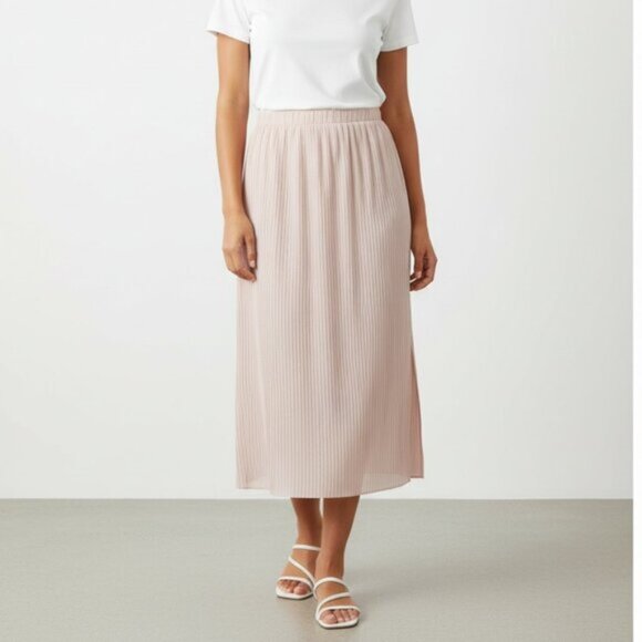 Aritzia Wilfred Celesse Pleated Midi Skirt Side Slit High Rise Waist Pink XXS - Picture 1 of 11